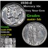 1936-d Mercury Dime 10c Grades Choice Unc+ FSB