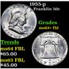 Image 1 : 1955-p Franklin Half Dollar 50c Grades Select Unc+ FBL