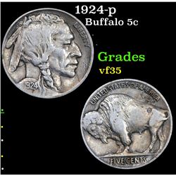 1924-p Buffalo Nickel 5c Grades vf++