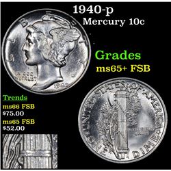 1940-p Mercury Dime 10c Grades GEM+ FSB