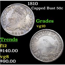 1810 Capped Bust Half Dollar 50c Grades vg+