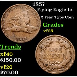 1857 Flying Eagle Cent 1c Grades vf+