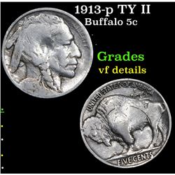 1913-p TY II Buffalo Nickel 5c Grades vf details