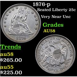 1876-p Seated Liberty Quarter 25c Grades Choice AU/BU Slider