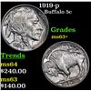 Image 1 : 1919-p Buffalo Nickel 5c Grades Select+ Unc