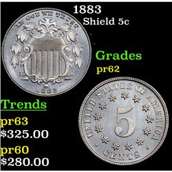 1883 Shield Nickel 5c Grades Select Proof