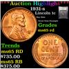 Image 1 : ***Auction Highlight*** 1931-s Lincoln Cent 1c Graded GEM Unc RD By USCG (fc)