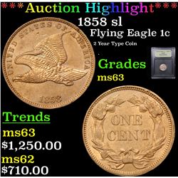 ***Auction Highlight*** 1858 sl Flying Eagle Cent 1c Graded Select Unc By USCG (fc)
