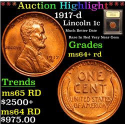 ***Auction Highlight*** 1917-d Lincoln Cent 1c Graded Choice+ Unc RD By USCG (fc)