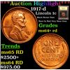 Image 1 : ***Auction Highlight*** 1917-d Lincoln Cent 1c Graded Choice+ Unc RD By USCG (fc)