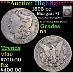 ***Auction Highlight*** 1893-cc Morgan Dollar $1 Graded f+ By USCG (fc)