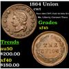 Image 1 : 1864 Union Civil War Token 1c Grades xf+