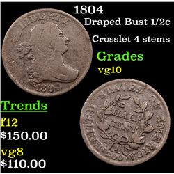 1804 Draped Bust Half Cent 1/2c Grades vg+