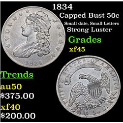 1834 Capped Bust Half Dollar 50c Grades xf+