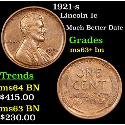 1921-s Lincoln Cent 1c Grades Select+ Unc BN
