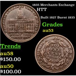 1835 Merchants Exchange Hard Times Token 1c Grades Select AU