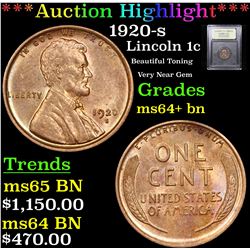 ***Auction Highlight*** 1920-s Lincoln Cent 1c Graded Choice+ Unc BN By USCG (fc)