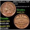 Image 1 : 1863 Indian NY Civil War Token 1c Grades Select Unc BN