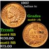 Image 1 : 1907 Indian Cent 1c Grades Select+ Unc RB