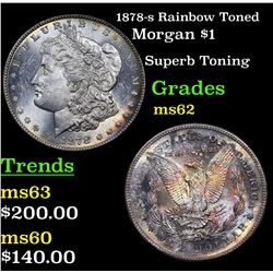 1878-s Rainbow Toned Morgan Dollar $1 Grades Select Unc