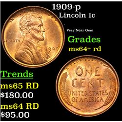 1909 vdb Lincoln Cent 1c Grades Choice+ Unc RD