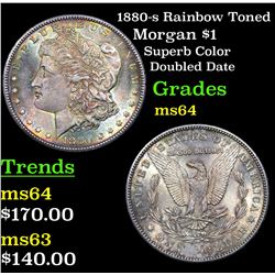 1880-s Rainbow Toned Morgan Dollar $1 Grades Choice Unc
