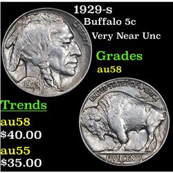 1929-s Buffalo Nickel 5c Grades Choice AU/BU Slider