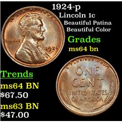 1924-p Lincoln Cent 1c Grades Choice Unc BN