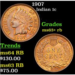 1907 Indian Cent 1c Grades Select+ Unc RB