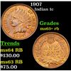 Image 1 : 1907 Indian Cent 1c Grades Select+ Unc RB
