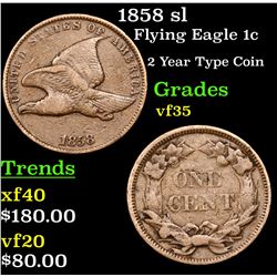 1858 sl Flying Eagle Cent 1c Grades vf++