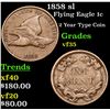 Image 1 : 1858 sl Flying Eagle Cent 1c Grades vf++