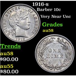 1916-s Barber Dime 10c Grades Choice AU/BU Slider