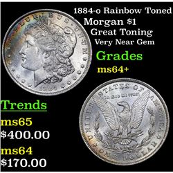 1884-o Rainbow Toned Morgan Dollar $1 Grades Choice+ Unc