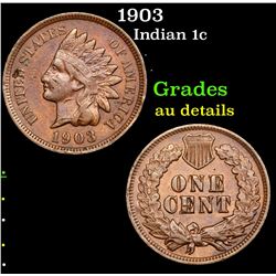 1903 Indian Cent 1c Grades AU Details
