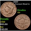 Image 1 : 1837 Coronet Head Large Cent 1c Grades f+