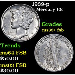 1939-p Mercury Dime 10c Grades Select Unc+ FSB