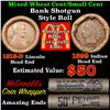 Image 1 : Mixed small cents 1c orig shotgun roll, 1915-d Wheat Cent, 1899 Indian Cent other end