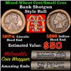 Image 1 : Mixed small cents 1c orig shotgun roll, 1917-s Wheat Cent, 1898 Indian Cent other end