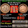 Image 1 : Mixed small cents 1c orig shotgun roll, 1918-d Wheat Cent, 1899 Indian Cent other end