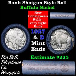 Buffalo Nickel Shotgun Roll in Old Bank Style  'Bell Telephone' Wrapper 1927 & d Mint Ends
