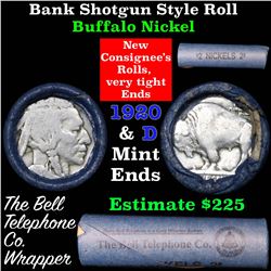 Buffalo Nickel Shotgun Roll in Old Bank Style 'Bell Telephone'  Wrapper 1920 & d Mint Ends