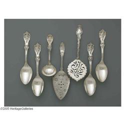 Silver Waffle Server, Pie Server, Ladle & Spoons An American Silver Waffle Server, Pie Server, Servi