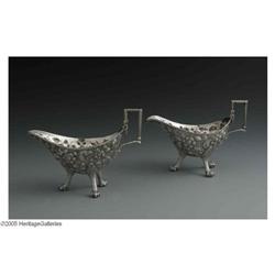 Two S. Kirk & Son Silver 'Repousse' Gravy Boats Two American Silver Gravy Boats