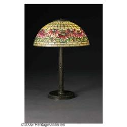 A Tiffany Studios Glass and Bronze Lamp An American Glass and Bronze Lamp