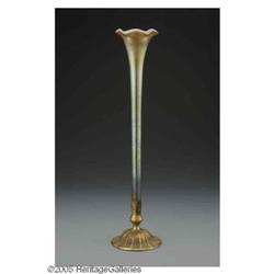 A Tiffany Glass and Metal Vase An American Glass and Metal Vase