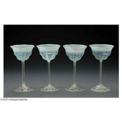 Four Tiffany Glass Goblets Four American Glass Goblets