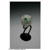 Image 1 : A Ladies 18K Gold Fashion Ring with Emerald A Ladies 18K Gold Fashion Ring centered With An Oval Cut
