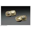 Image 1 : A PAIR OF GOLD AND DIAMOND CUFFLINKSThe 14k gold A Pair Of 14K Yellow Gold Cuff Links With Round Old