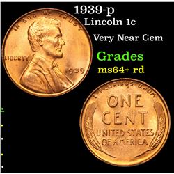 1939-p Lincoln Cent 1c Grades Choice+ Unc RD